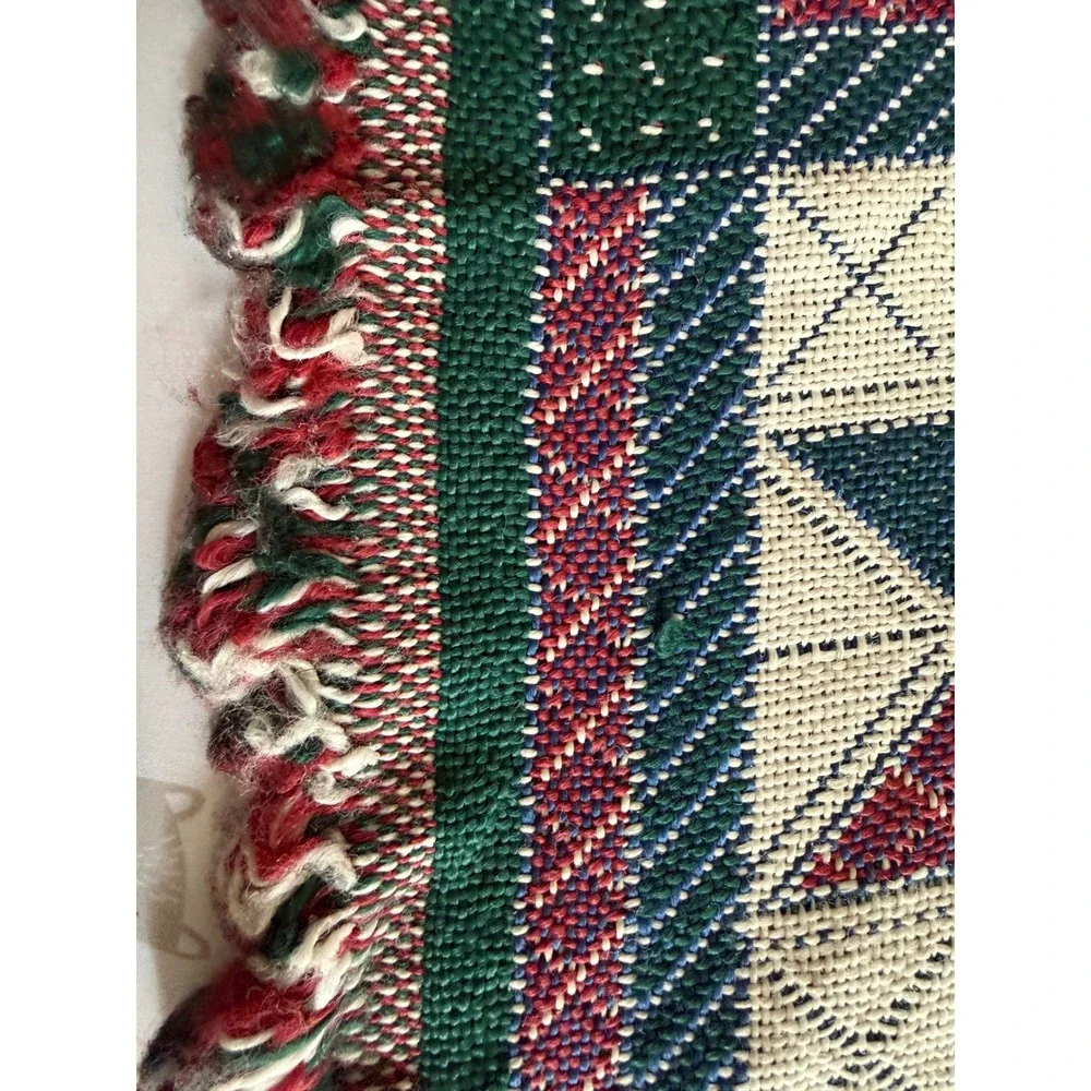 Vintage Woven Tapestry Throw Blanket Cottagecore